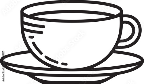 Tea cup outline vector, a cup of coffee, vector illustration.