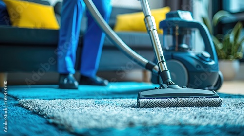 Vacuuming carpeting cleaning vacuuming home interior. Home cleaning appliance. . High quality photo