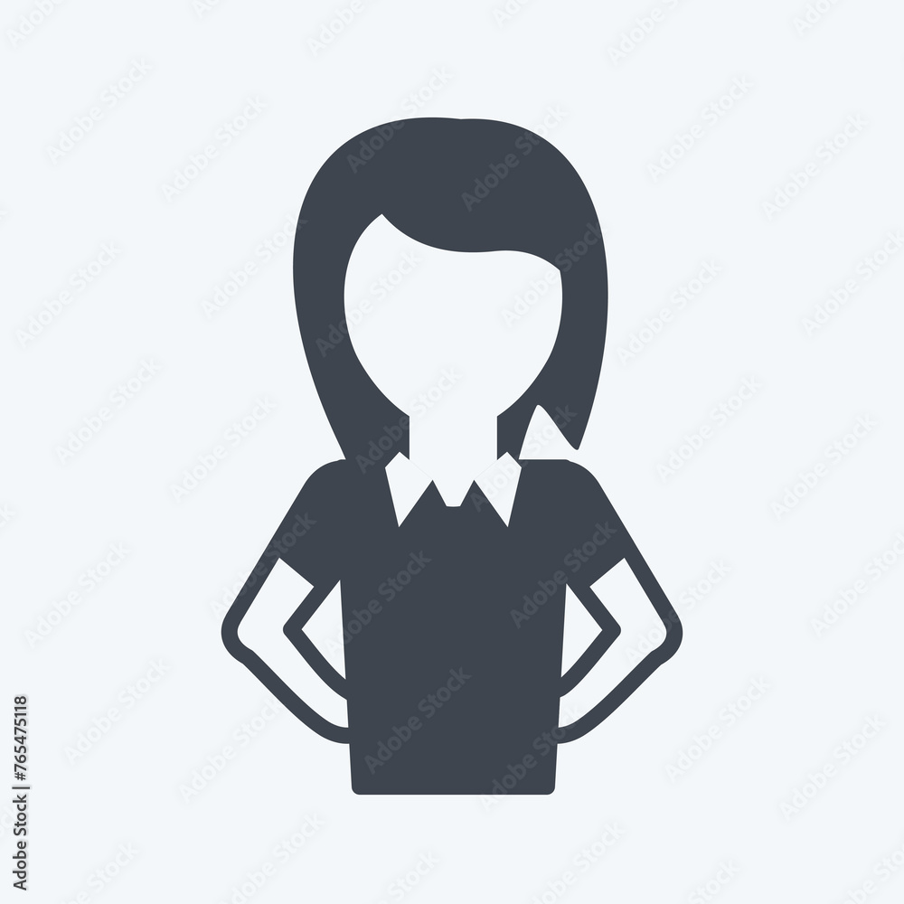 Icon Woman. suitable for party symbol. glyph style. simple design editable. design template vector. simple symbol illustration Icon Woman. suitable for party symbol. glyph style. simple design editable. design template vector. simple symbol illustration
