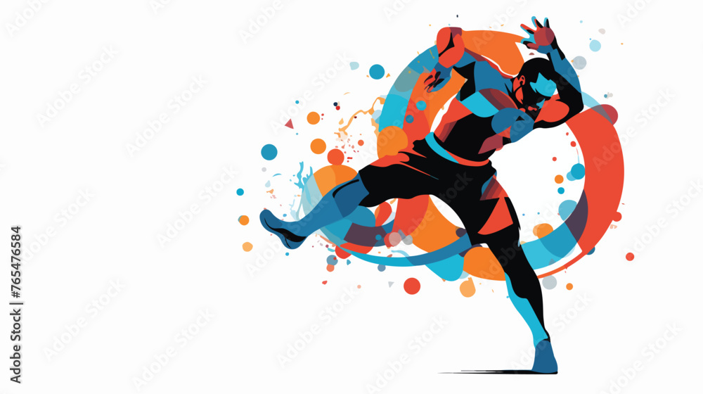 Abstract fitness person flat vector isolated on white