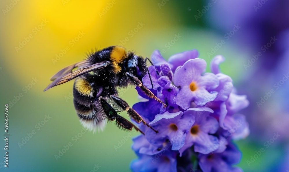 bee in the summer background. Bee collect pollen at spring flower bee in the summer background. Bee collect pollen at spring flower