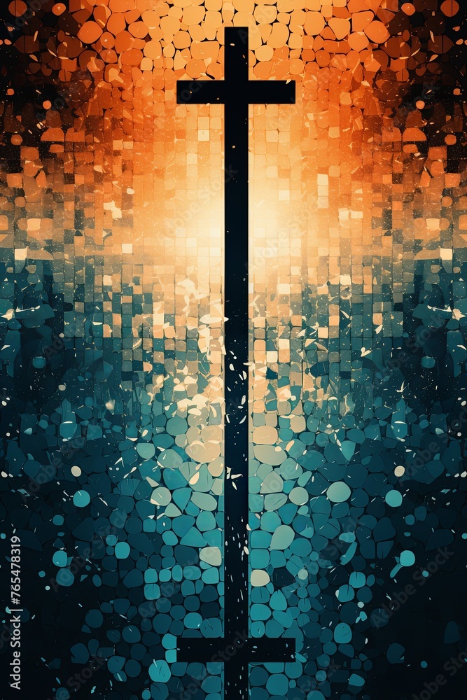 Tan and orange abstract reflection dj background, in the style of pointillist seascapes - obrazy, fototapety, plakaty 