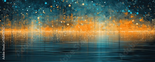 Tan and orange abstract reflection dj background, in the style of pointillist seascapes