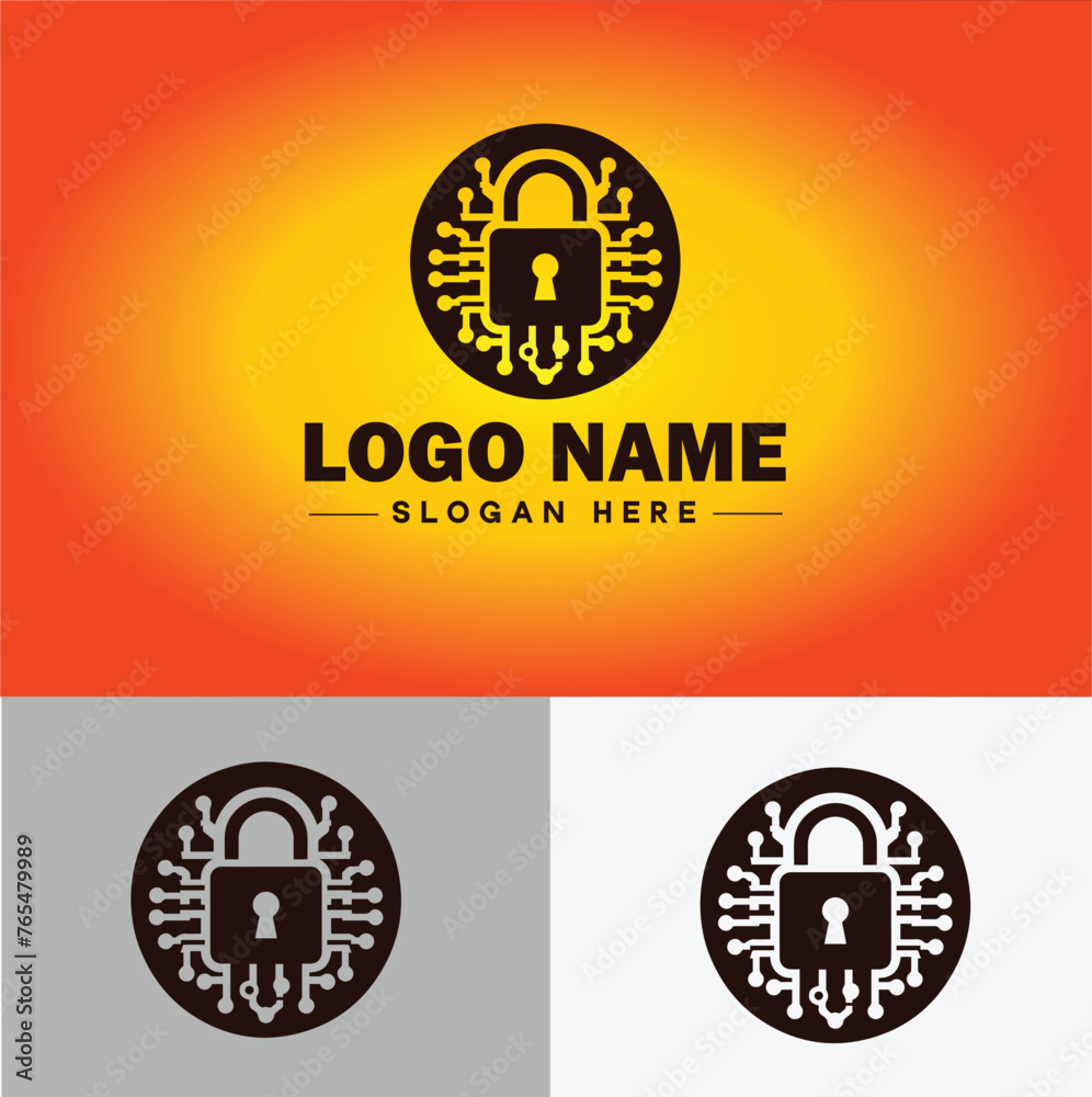 Naklejka premium Lock icon logo safety security protection vector for business brand icon lock logo template