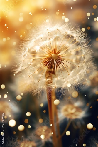 Dandelion flower macro with bokeh