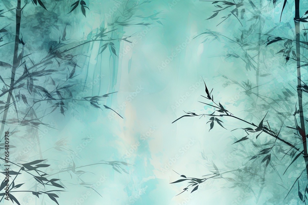 teal bamboo background with grungy text