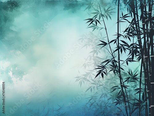 teal bamboo background with grungy text