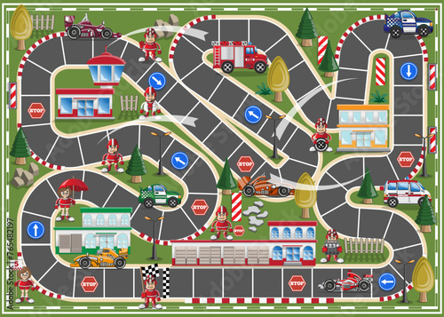 Race track. Board game. Vector illustration.