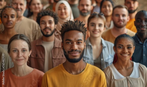Large group of happy multiethnic and multi-generation people, Generative AI