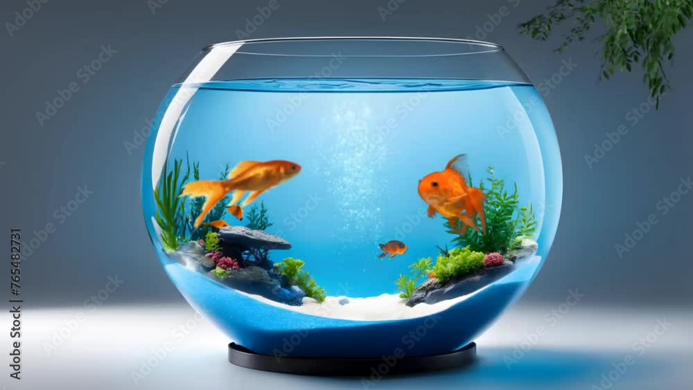 Goldfish and koi carp in bowl. Seamless looping time-lapse 4k video animation background Goldfish and koi carp in bowl. Seamless looping time-lapse 4k video animation background