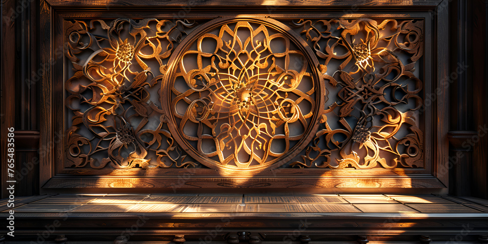 Beautiful Arabic patterns carved from wood. 