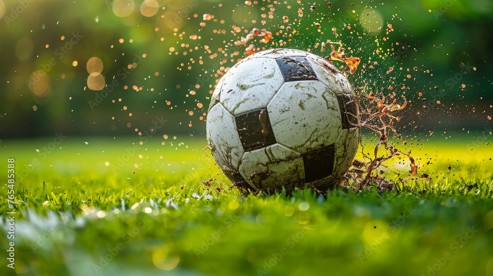 Fototapeta premium soccer ball in grass