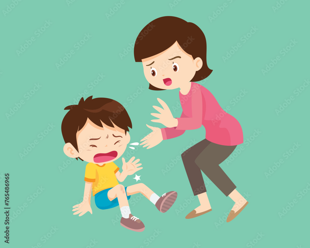 Comforting sad children with parent or teacher Comforting sad children with parent or teacher