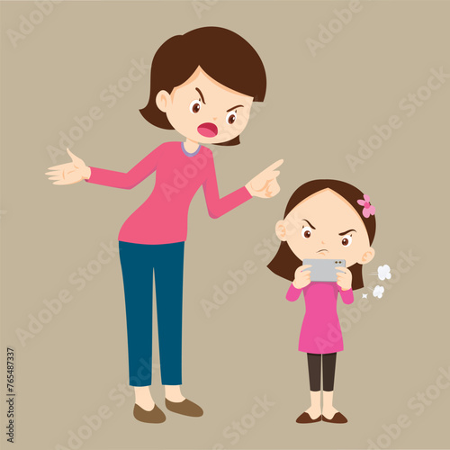 parent angry scold to kid addicted phone