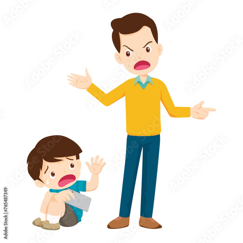 parent angry scold to kid addicted phone
