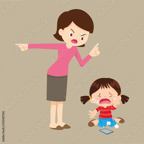 parent angry scold to kid addicted phone