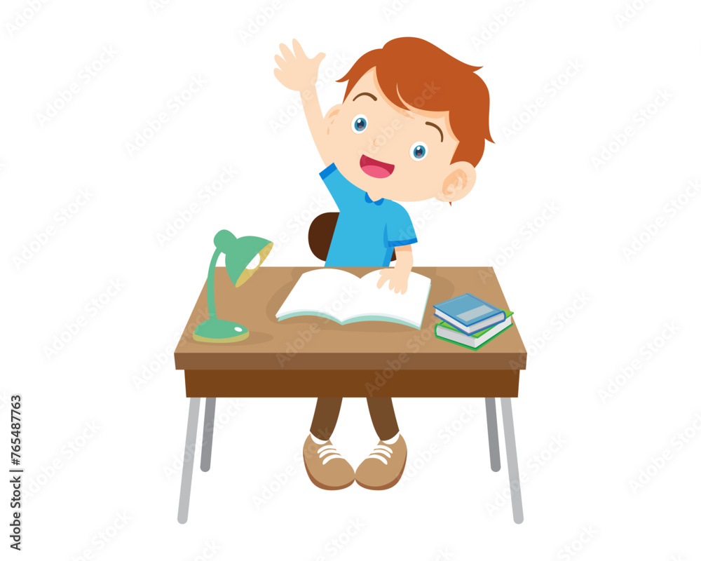 student sitting on desk working for homework 2