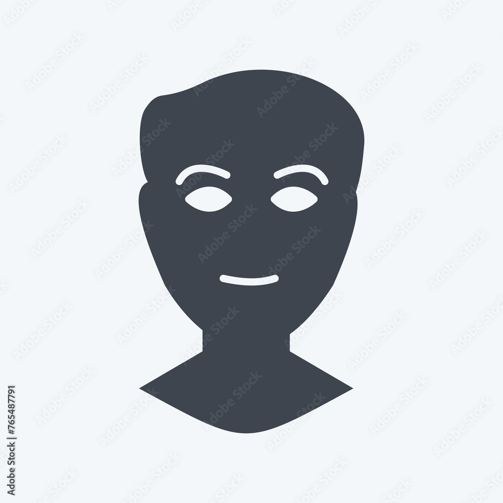 Icon Human Face - Glyph Style- Simple illustration, Good for Prints , Announcements, Etc
