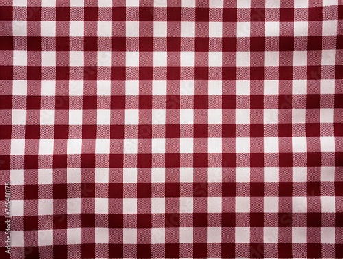 The gingham pattern on a burgundy and white background
