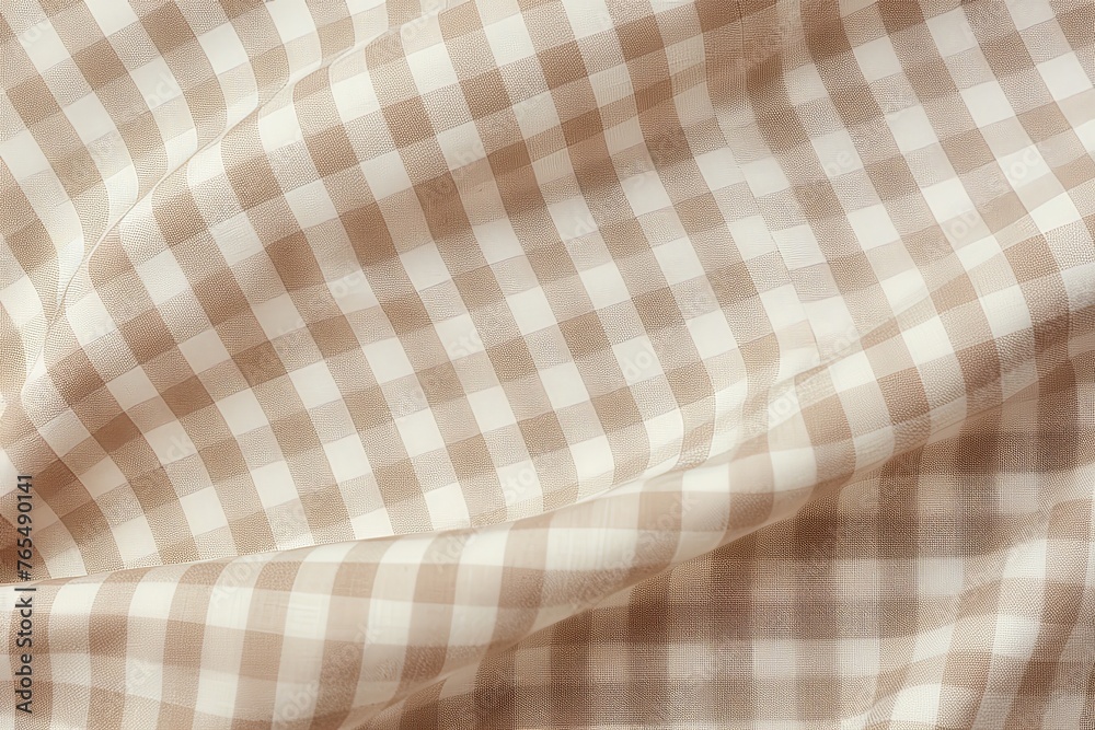 The gingham pattern on a khaki and white background