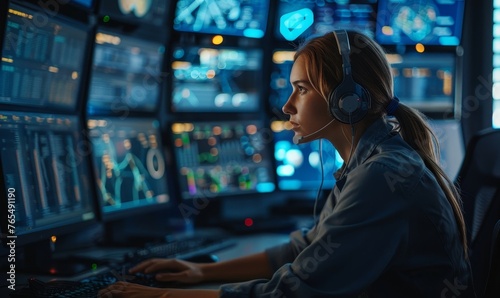 System security specialist working at system control center, Generative AI