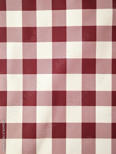 The gingham pattern on a maroon and white background