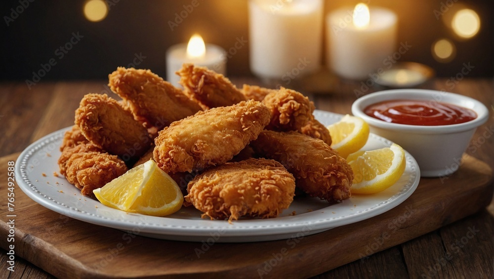 a plate of nuggets with mayonnaise and potatoes is perfect for breakfast a plate of nuggets with mayonnaise and potatoes is perfect for breakfast