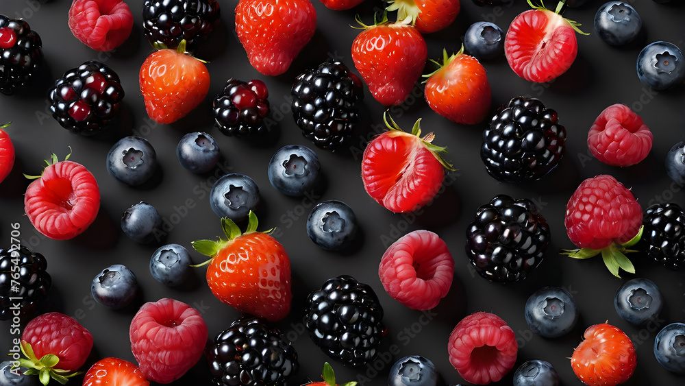 a mixture of berries on a black a mixture of berries on a black