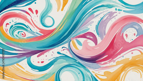 Set of colorful swashes, watercolor wave paint abstract border frame for design layout, isolated on a transparent background colourful background #765493787