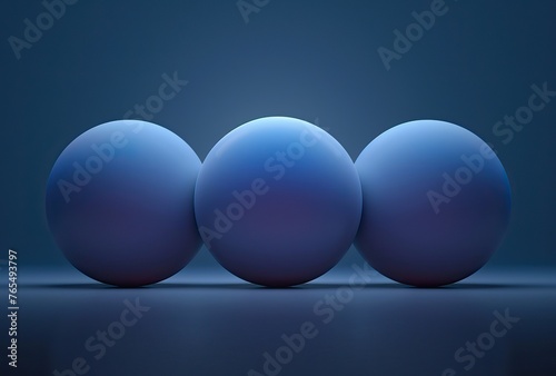 Stacked blue spheres with soft lighting. Abstract minimal design for clean background or modern element