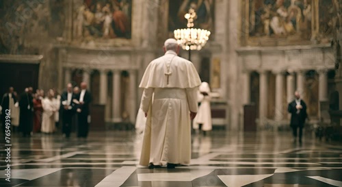 Back view of the Pope of Rome in the Vatican. photo