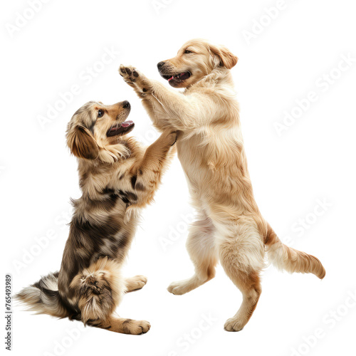 cat and a dog playing together isolated on transparent background
