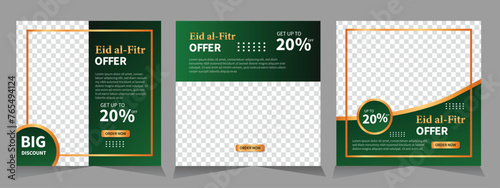 WebEid al fitr post template. Social media post template. Eid al fitr sales banner template. Vector illustration, Eid al fitr banner template set photo