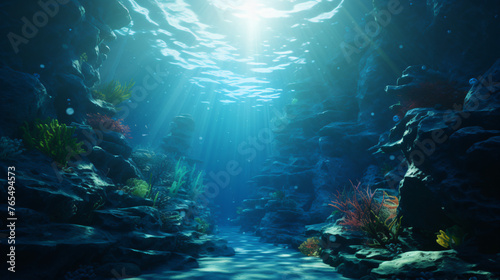3D Rendered Underwater Fantasy Landscape ..