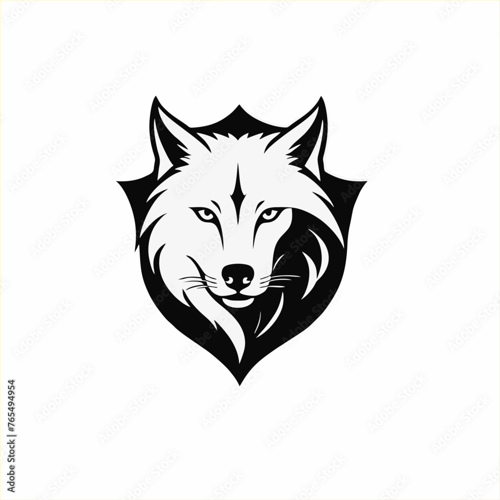 Wolf shield logo design template, wolf head logo illustration Wolf shield logo design template, wolf head logo illustration