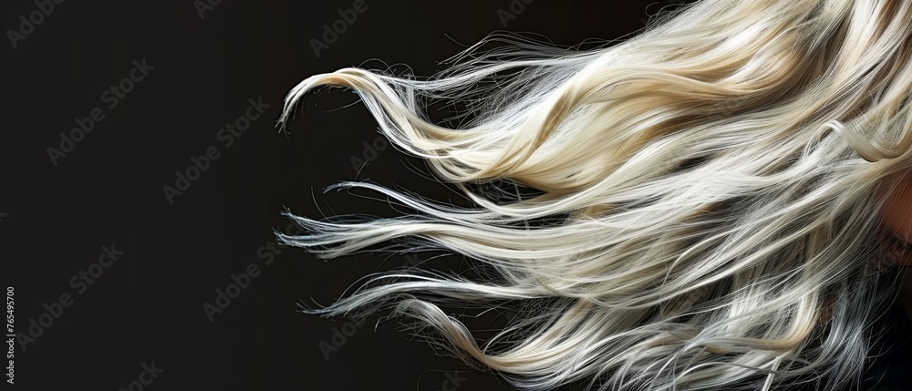  A female with long blonde hair dancing on a dark backdrop