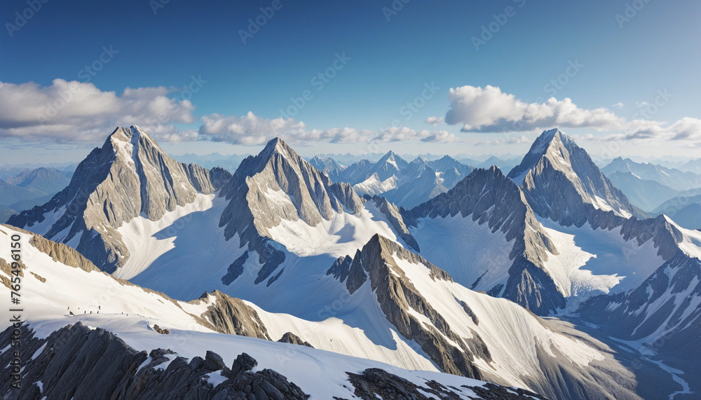 rugged mountain range with jagged peaks isolated on a transparent background for design layouts colourful background