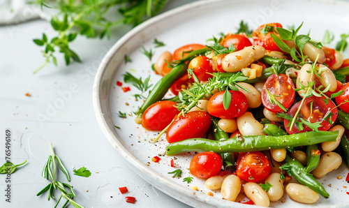 Mediterranean-inspired Veggie Bowl: Beans with Fresh Veggies 