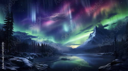 A celestial phenomenon like an aurora borealis painting © Little