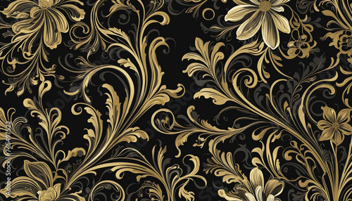 abstract black and gold floral pattern background colourful background