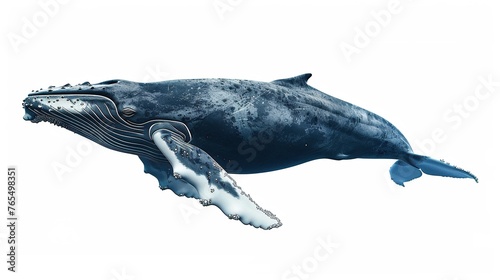 Big Whale Illustration on White Background. Animal, Sea, Isolated, Fiish, Water, Ocean, Mammal, Art, Marin, Wildlife, Huge, Black, Underwater, Large, Wet, Swimming
 photo