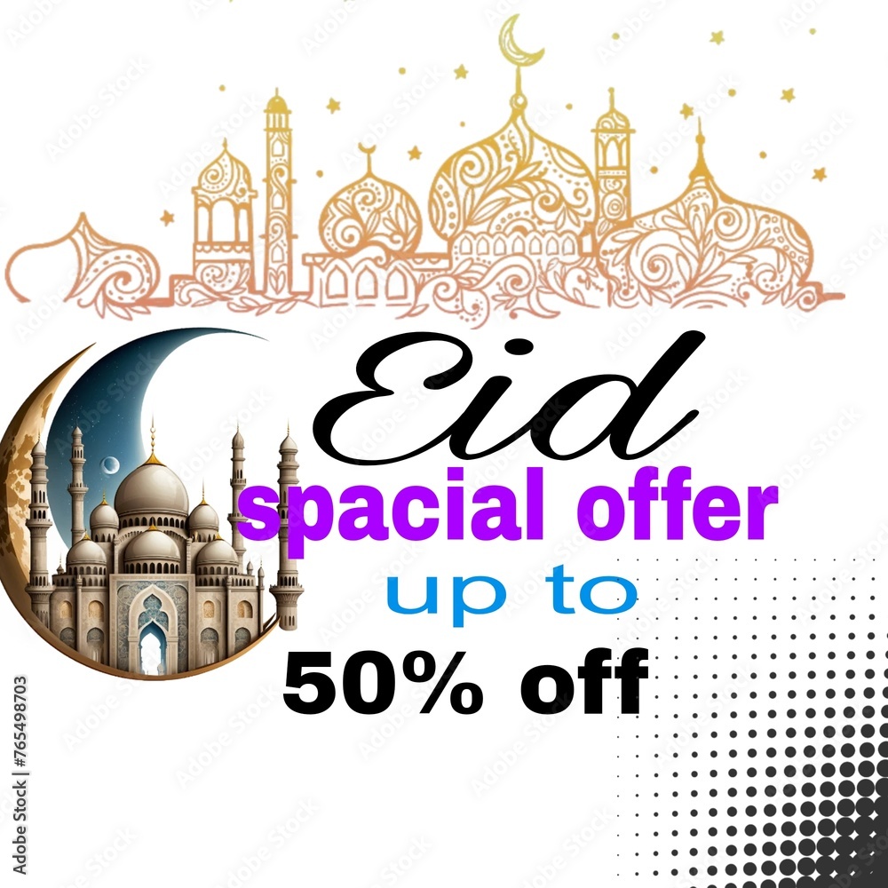 Eid spacial offer banner in white background,eid spacial poster,