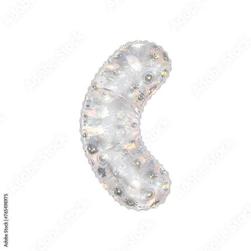 3D inflated balloon Parentheses Symbol/sign with rainbow glass and sun smiley childrens pattern