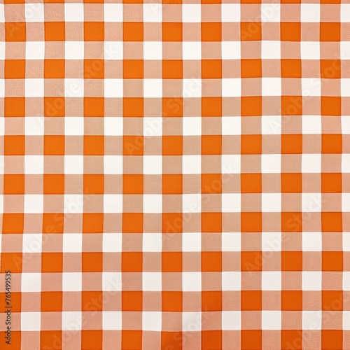 The gingham pattern on an orange and white background