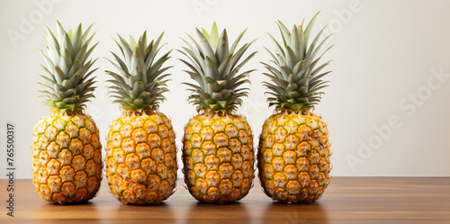 Fresh ripe pineapple fruit, pineapple fruit isolated on white background. Tasty raw whole tropical fruit, healthy nutrition concept