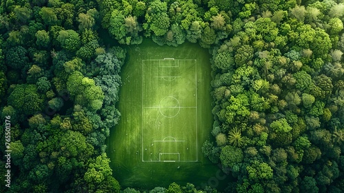 Football pitch in the middle of forest.