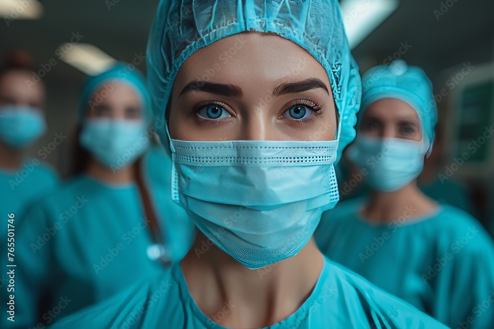 Group of Surgeons in Scrubs and Masks Group of Surgeons in Scrubs and Masks