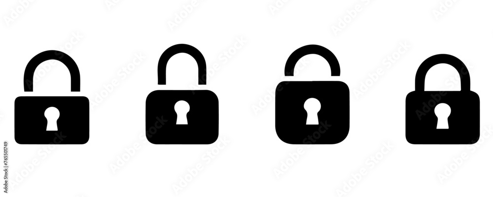 LOCK icon set isolated on white LOCK icon set isolated on white