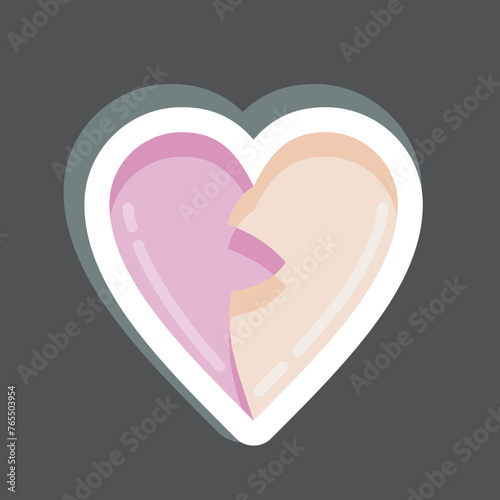 Sticker Broken Heart. related to Valentine's Day symbol. simple design editable. simple illustration