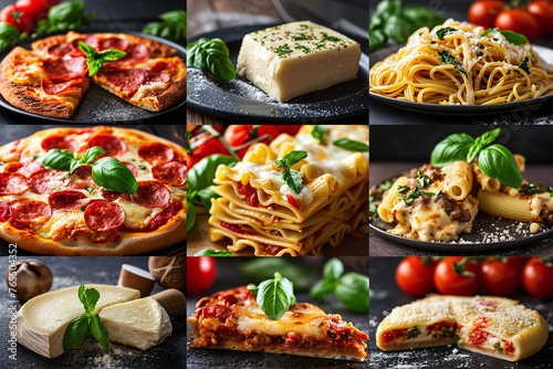 Collage of various Italian dishes. 